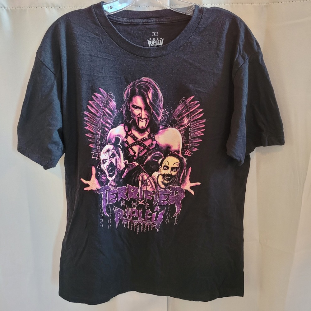 Rhea Ripley x Terrifier Men T-Shirt Large Art Clown Graphic WWE Wrestling 21601